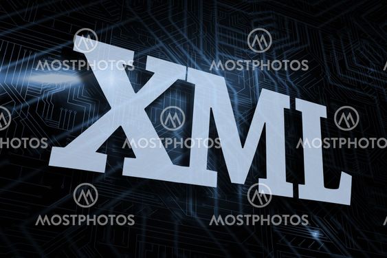 Xml against futuristic black and blue background