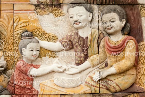 native molding art on wall in thai style