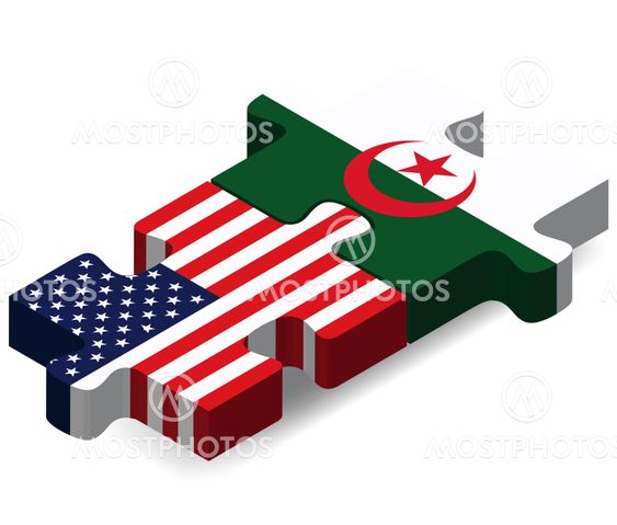 USA and Algeria Flags in puzzle
