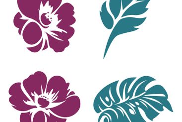 Set of Romantic Natural Fresh Leaf Flower Floral Florist...