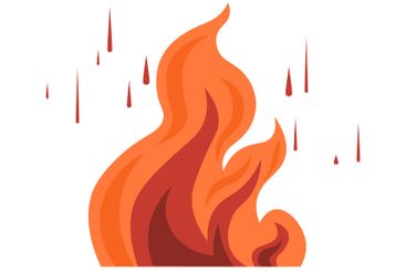 Fire flame isolated on white. Bright red-orange-yellow...