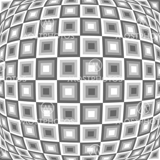 Design monochrome warped checked pattern. Abstract convex...