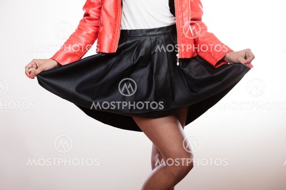Part body woman in black skirt