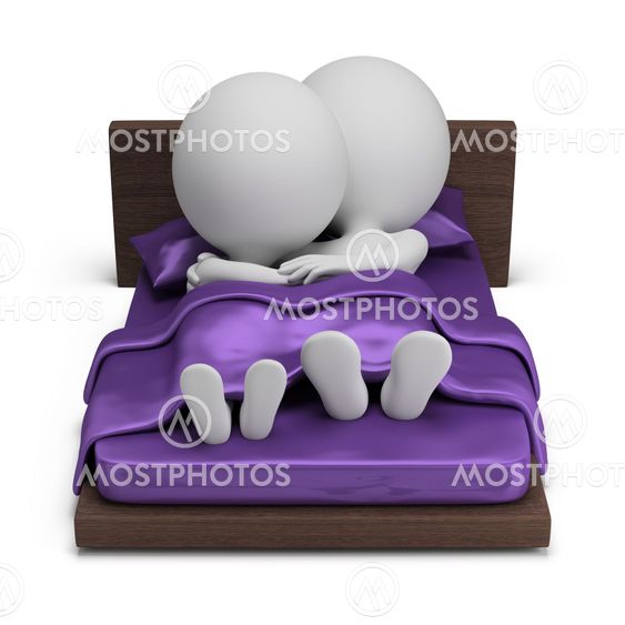 3d small people - couple in bed