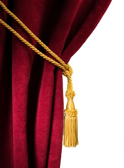 Red velvet curtain with tassel