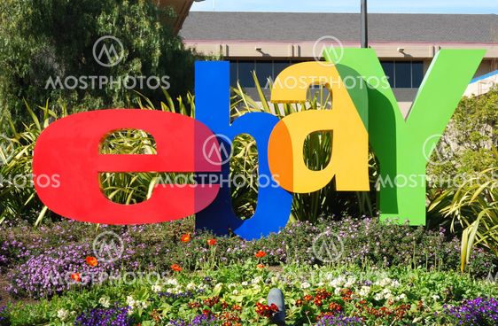 San Jose, California, March 28, 2009 - eBay Inc. Company Logo In Front of the Whitman Campus