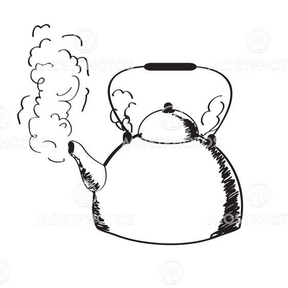 a boiling kettle and steam.