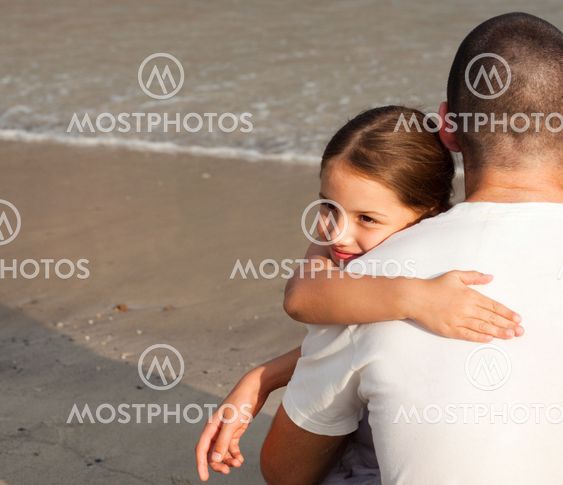 Portrait of a Young Daughter Hugging his father