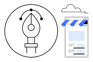 Graphic design concept with pen tool and digital...