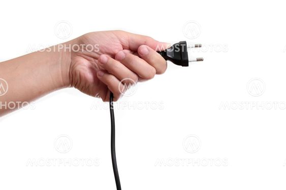 Woman holding black outlet
