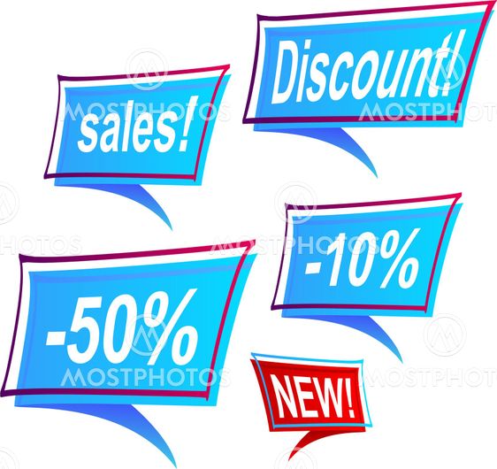 Sale's blue framed labels