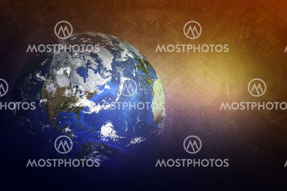 Earth globe with light