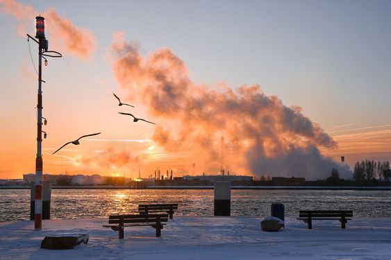 Industrial view at sunrise