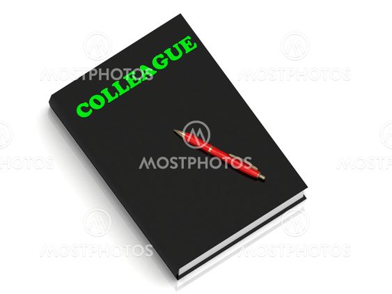 COLLEAGUE- inscription of green letters on black book
