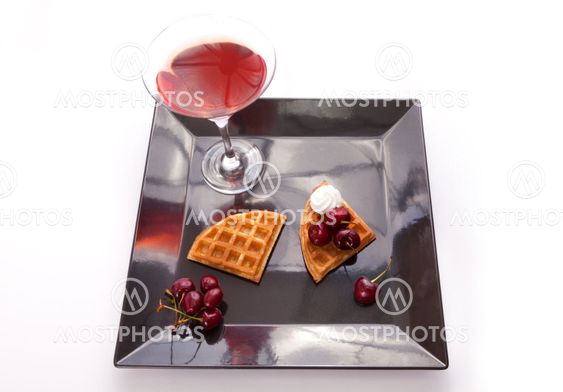 Cherries Tart Slices with Drink