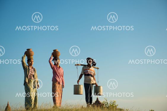 Group of Asian traditional farmers