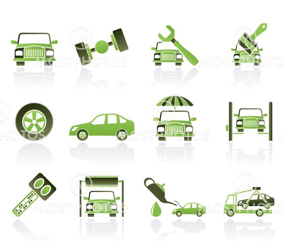 auto service and transportation icons