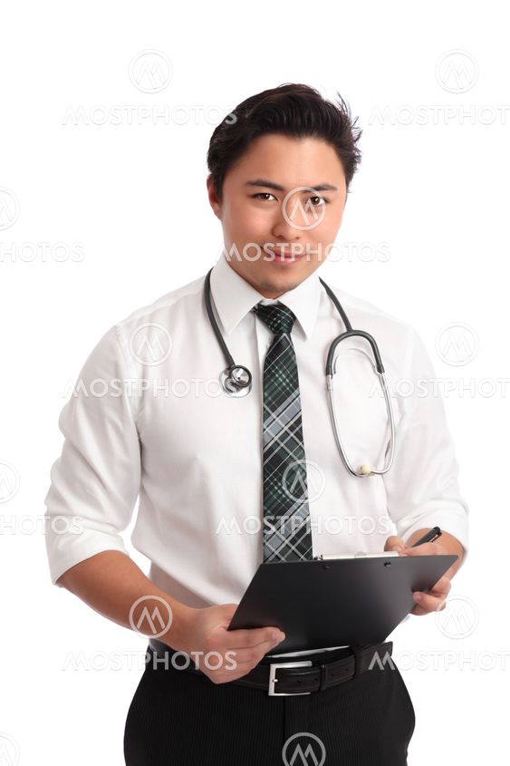 Young plastic surgeon with folder