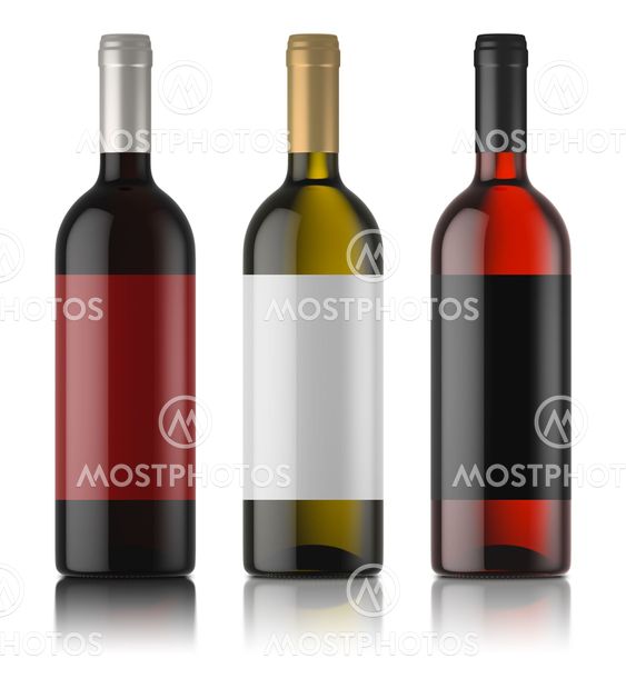 three mockups of wine bottles with labels
