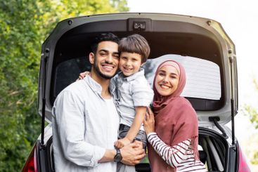 Rest outdoor from road, family journey at summer....