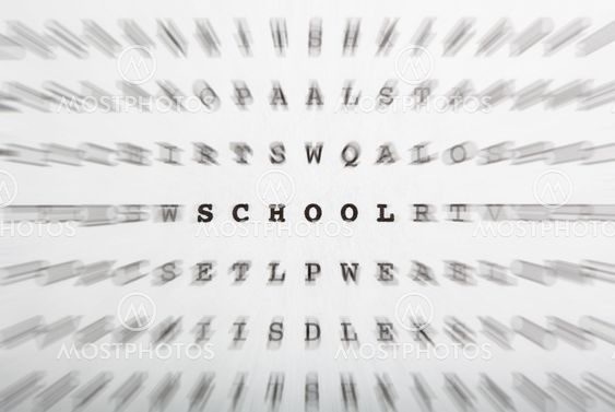 Crossword letters, focus on word school