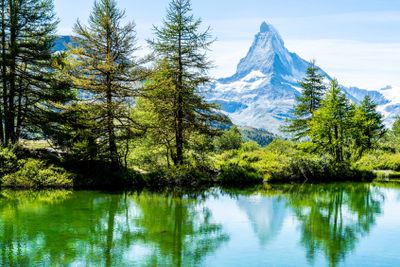 Matterhorn with Grindjisee Lake in Zermatt