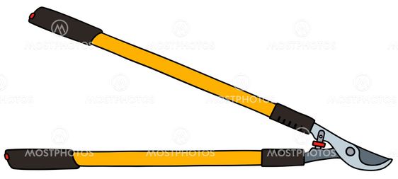 Yellow long garden shears