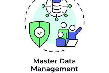 Master data management multi color concept icon