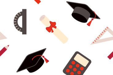 Tassel, caps and diploma certificate graduation seamless...