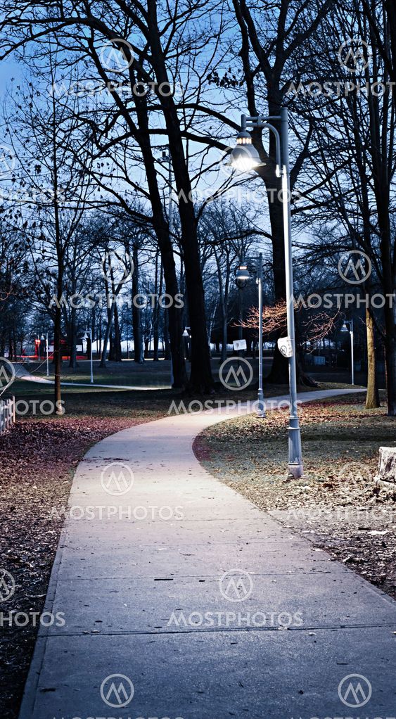 Park path at dusk
