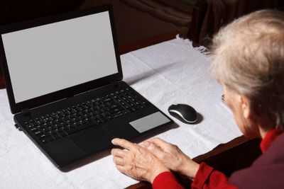 senior woman using computer