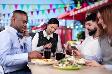People Having Funh At Street Food Event