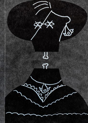 hand-drawn decorated black female mannequin