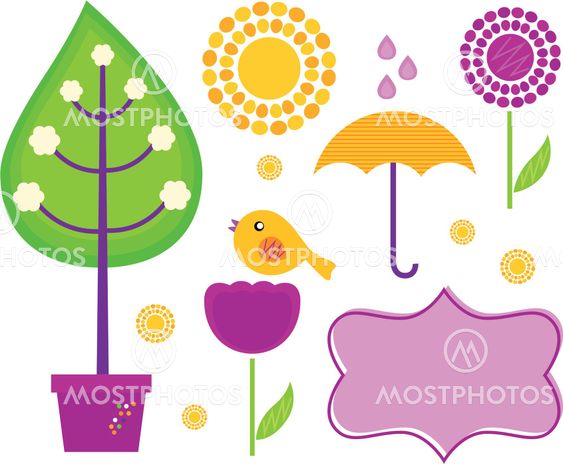 Vector spring design elements isolated on white