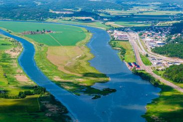 Aerial View of the Gota Alv River Winding Through...