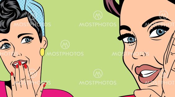 Two pop art girlfriends talking, comic art illustration