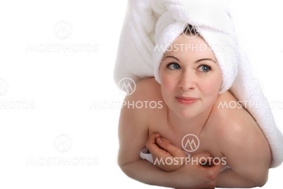 Laying girl in towel