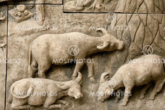 native molding art on wall in thai style
