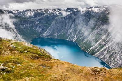 Beautiful norwegian landscape with mountains on the the...