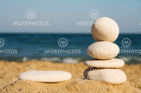 Pebbles tower on the beach
