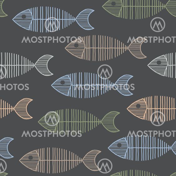 Seamless Tile With 50s Retro Fish Bone Pattern