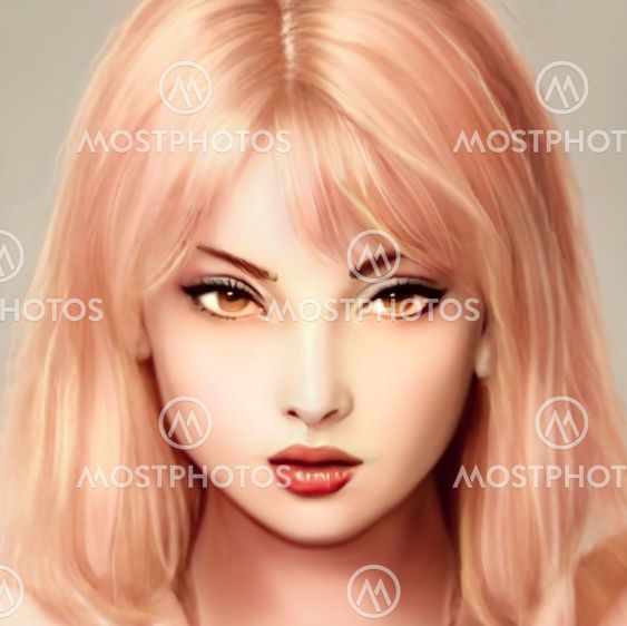 Blond girl face 3D
