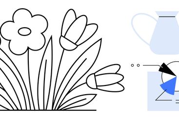 Gardening and Growth Concept with Blooming Flowers and...