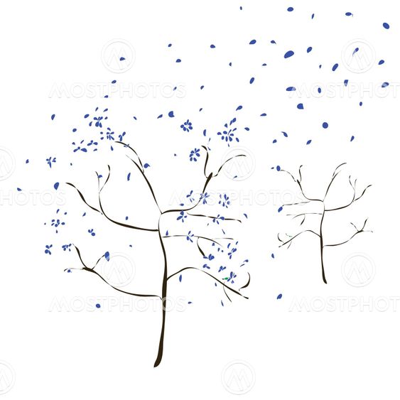 The Art tree with blue leaves fall