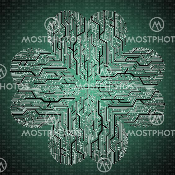 Circuit board in Heart shape, Technology background