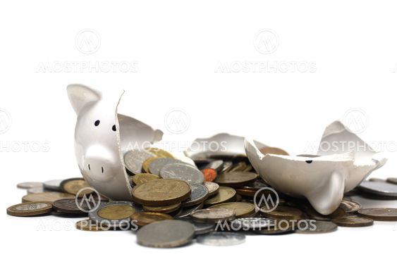 Broken Piggy Bank (on white)