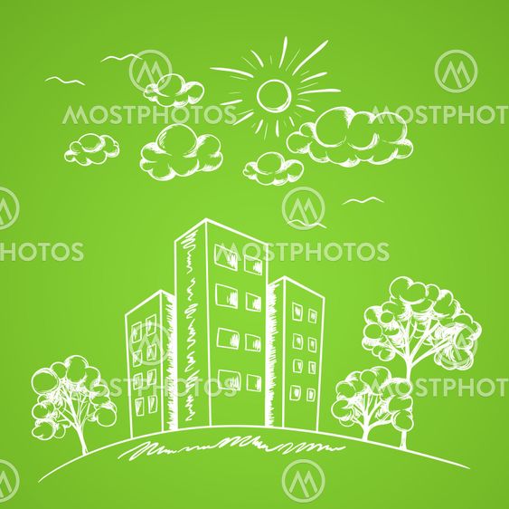 Green background with house