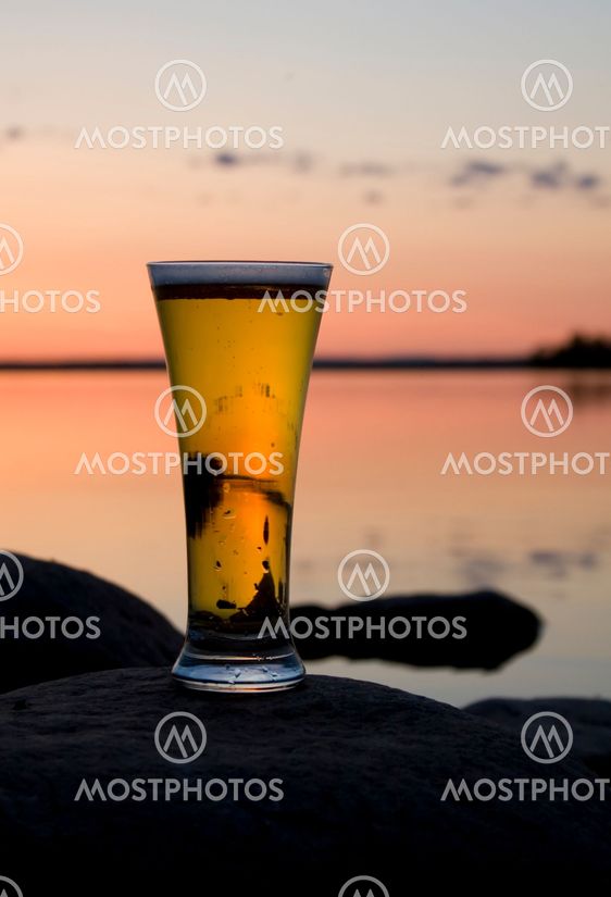 beer in sunset