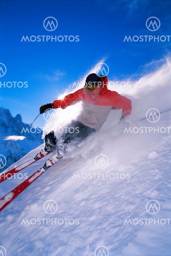Young man skiing