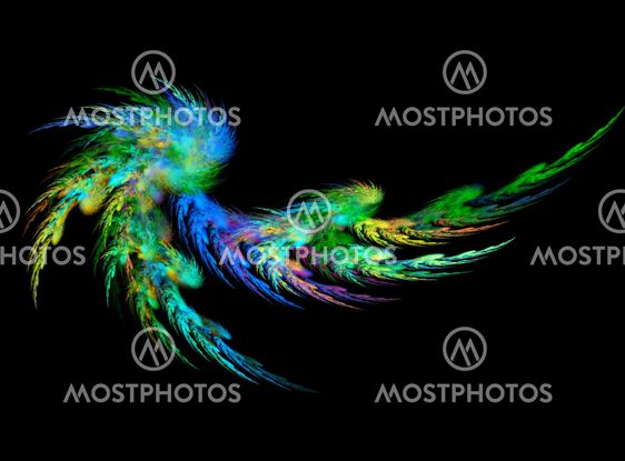 Green and blue abstract feather